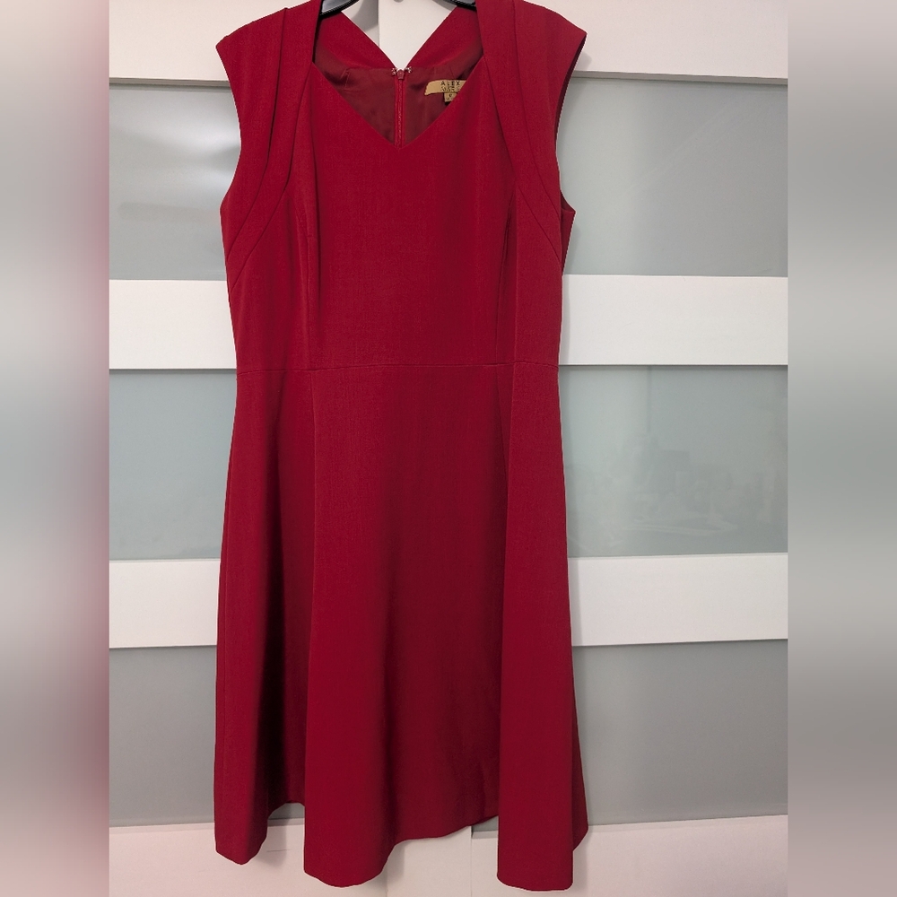 Alex Marie Red Sleeveless Sheath Midi Dress